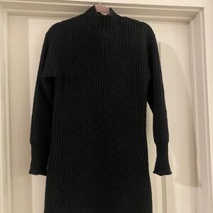 SO Flattering Black Ribbed Sweater Dress